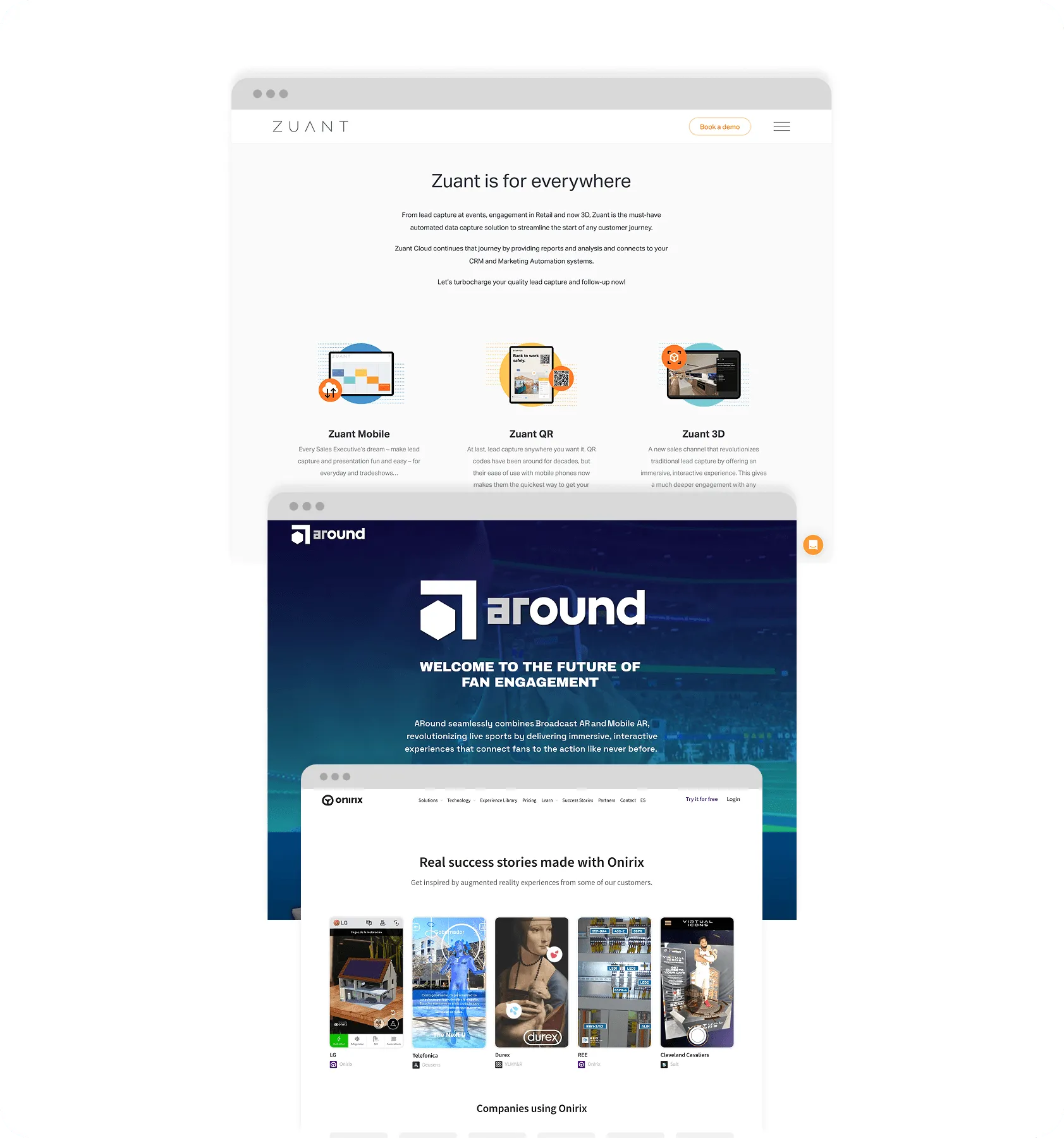 Marketing pages from competing event engagement tools