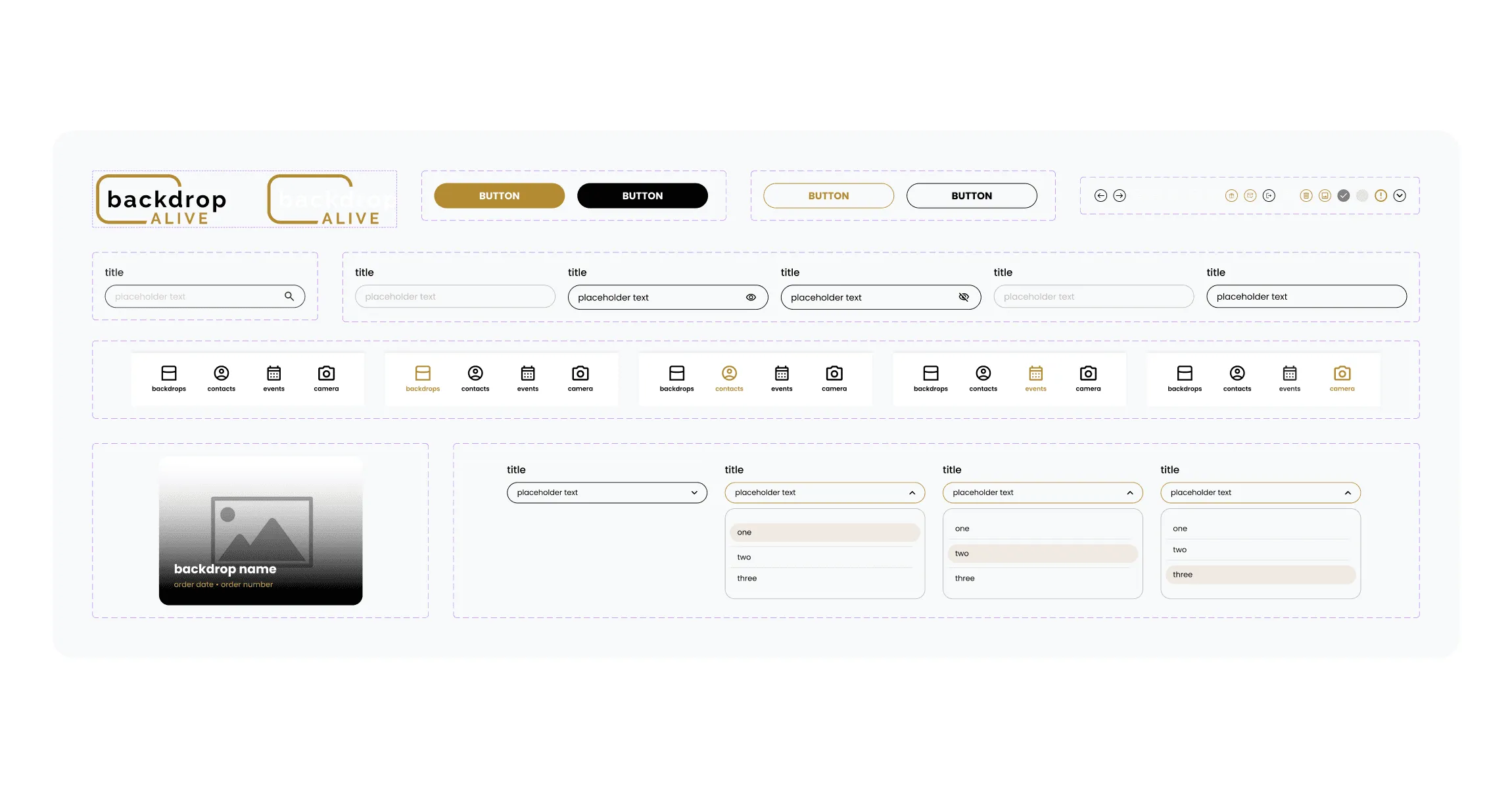 Backdrop Alive UI component library with buttons, navigation, inputs and cards
