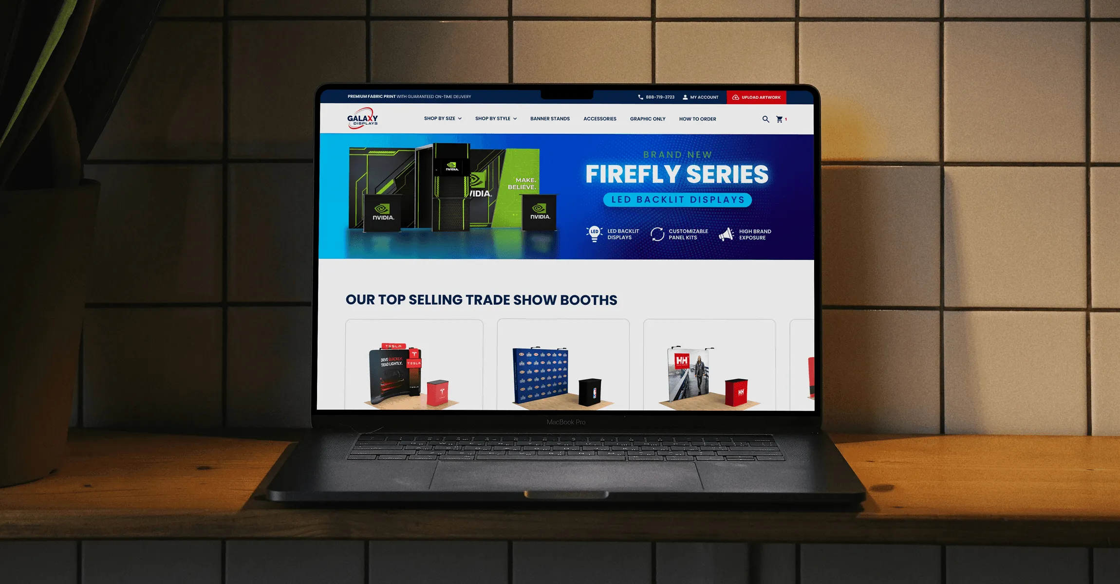 Redesigned Galaxy Displays homepage on a laptop