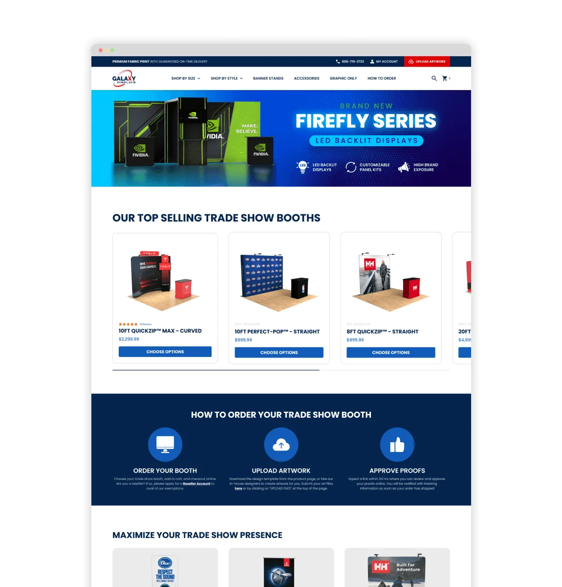 Top of the redesigned homepage with the Firefly Series banner and top-selling booths