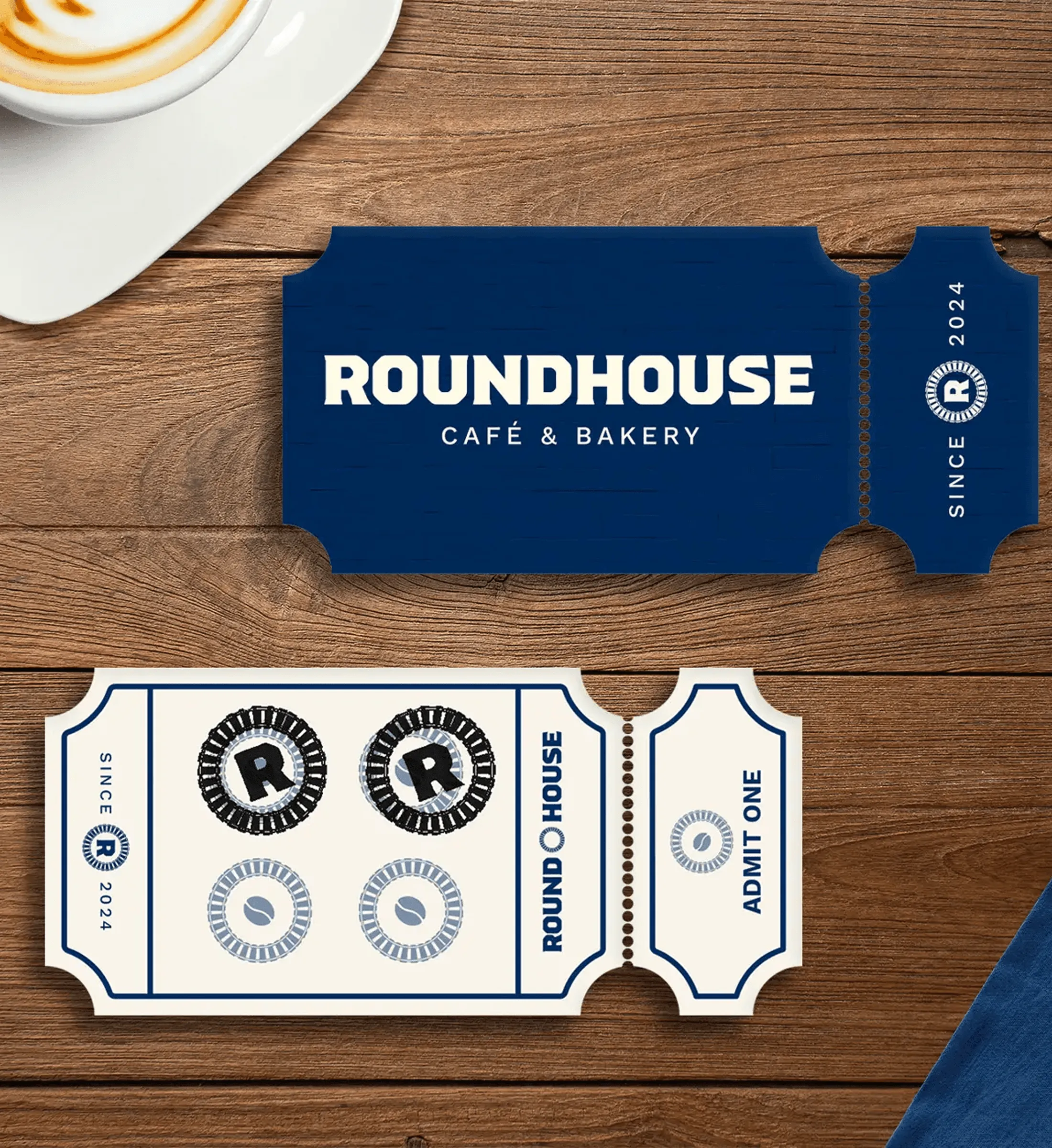 Train-ticket style Roundhouse loyalty cards and stamps