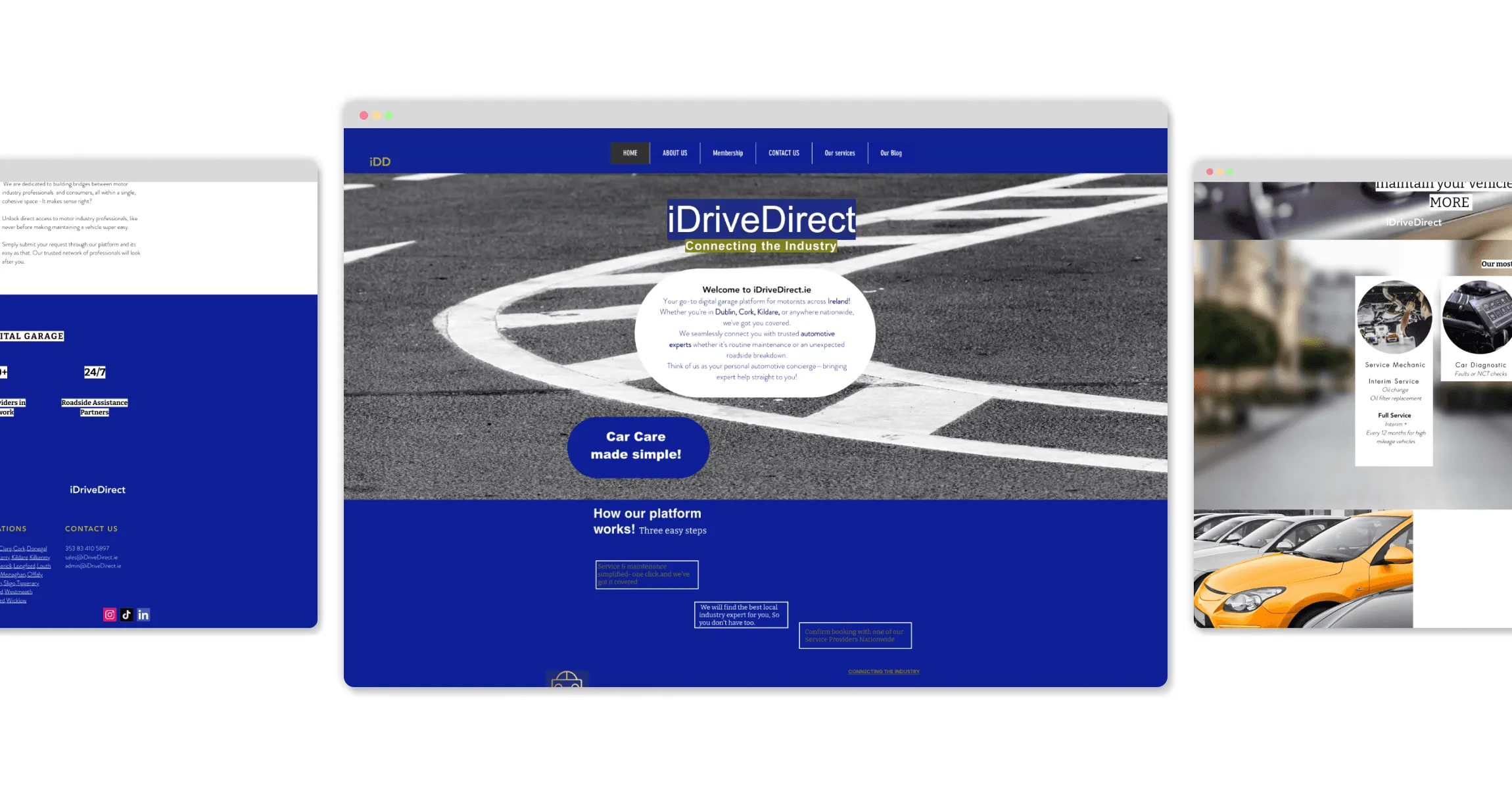Screenshots of the original iDriveDirect website
