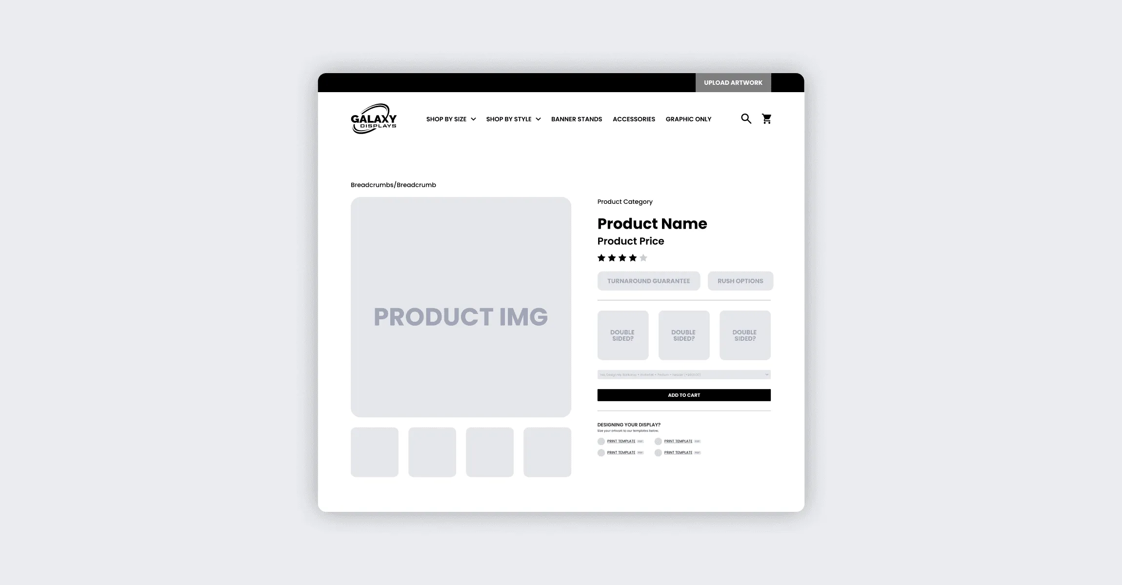 Product page wireframe