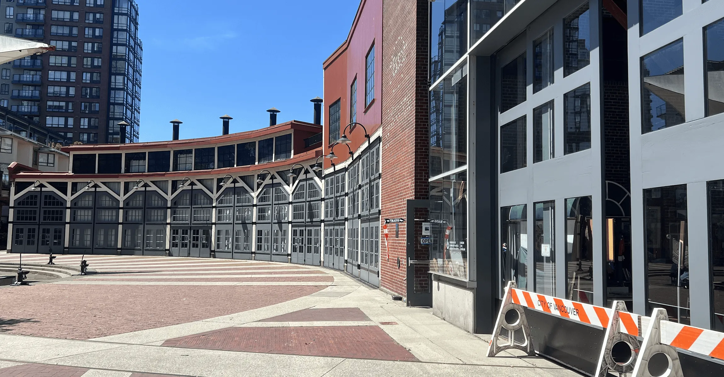 Exterior of the restored 1888 roundhouse and its courtyard